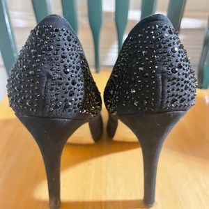 Aldo black ankle boot heels with gemstones